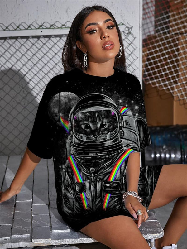 
Cat T Shirt Women Animal Summer Rainbow T-shirts 3d Womens Clothing Femme Sexy
                