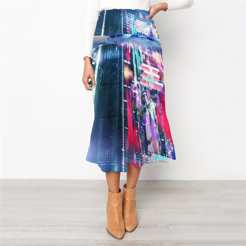 Fish Skirt Women Tropical Skirt Ladies Squid High waist skirts Animal Rock Frauen Nebula School skirt