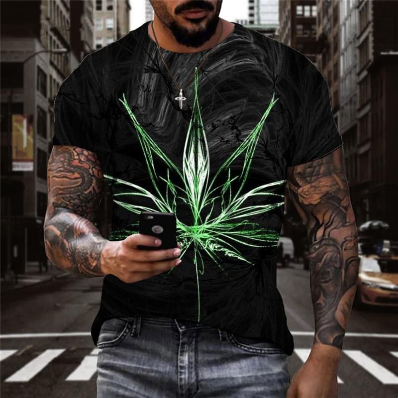 Leaves T-shirt Men Colorful Tshirts Casual Rainbow Shirt Print Harajuku T-shirts 3d