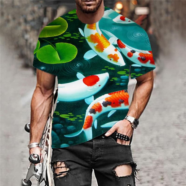 
Fish T-shirt Men Animal Shirt Print Flower Anime Clothes Romantic T-shirts 3d
                