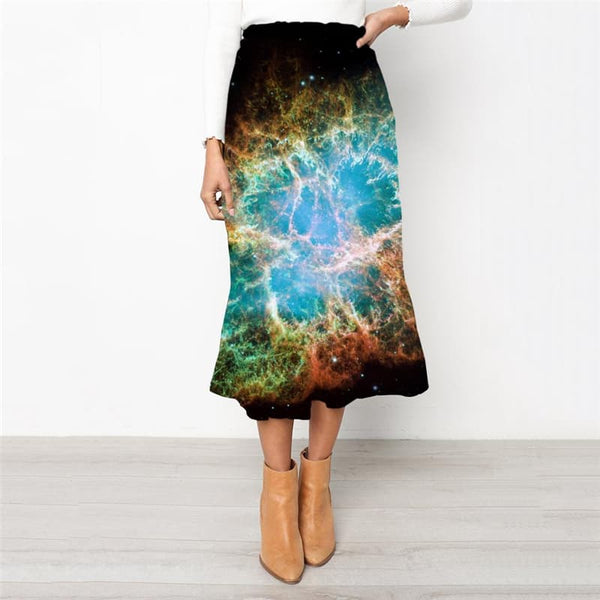Galaxy Skirts Women Space School skirt Universe High waist skirts Black Skirt Ladies