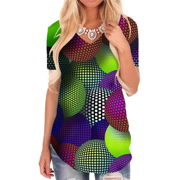 Geometric T Shirt Women Psychedelic Funny T shirts Vortex Shirt Print Three-Dimensional Ball T-shirts 3d