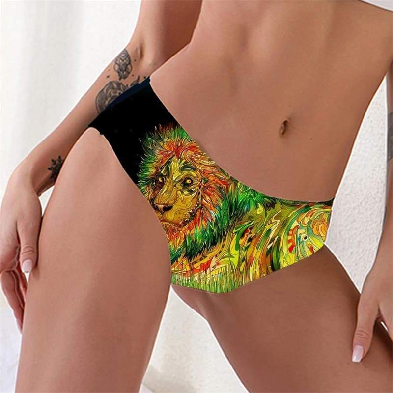 Lion Panties Women Animal Lingerie Female Anime Tanga Colorful Knickers Painting Underwear - KYKU