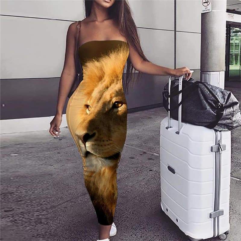 Lion Dress Women Animal Vestido Sexy Anime Party Harajuku sleeveless Forest Sundress - KYKU