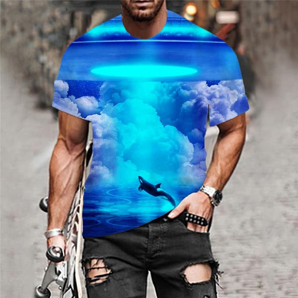 
Fish T-shirt Men Animal Tshirts Casual Ufo Anime Clothes Mens Clothing T shirts
                