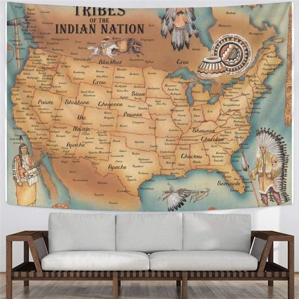 
Indios Tapestry Map Wall Tapestry Animal Tapestries  Home Tapestrys Fishinger Rug Wall
                