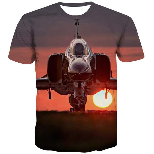 Military T-shirt Men Sunset T shirts Funny Aircraft T-shirts 3d War Tshirt Printed - KYKU