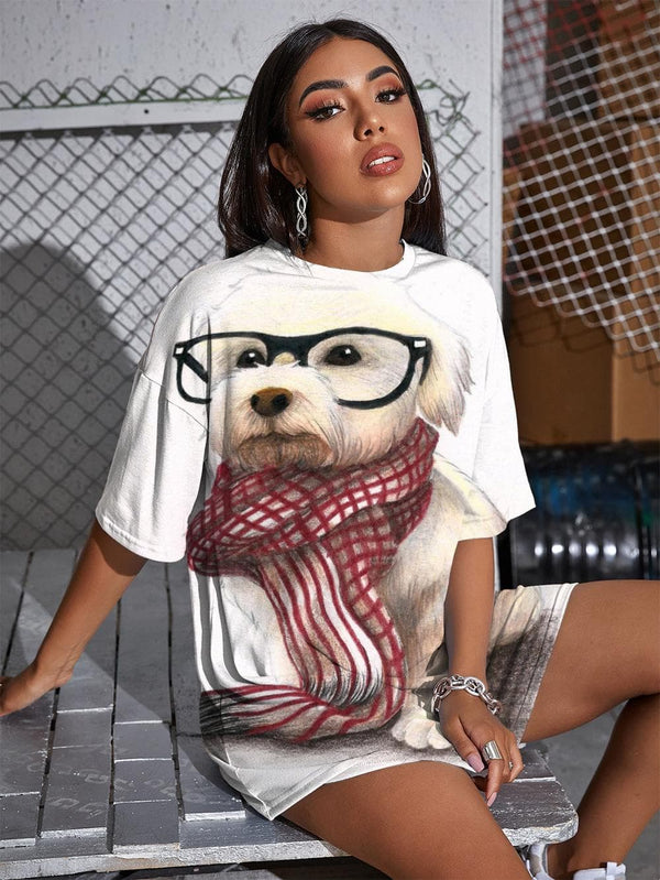 
Dog T Shirt Women Animal Funny T shirts Painting Shirt Print Lovely Tshirt Printed
                