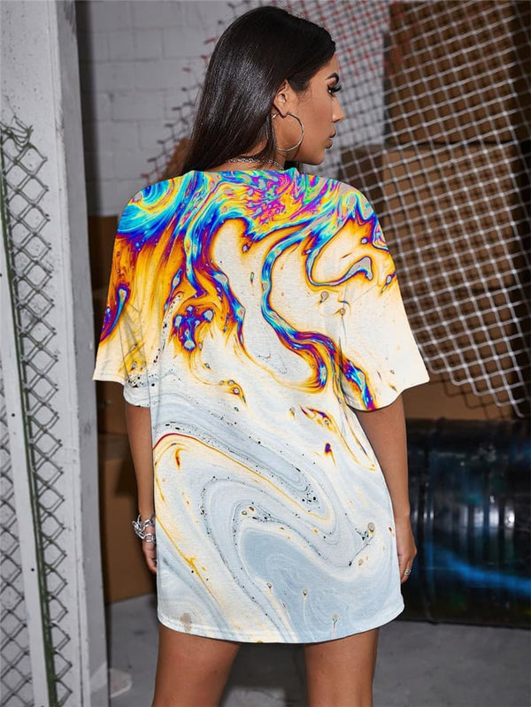 
Dizziness T Shirt Women Tie Dye Punk Rock Colorful Tshirt Printed Harajuku T-shirts 3d
                