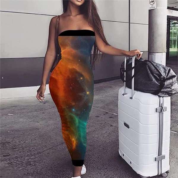 Galaxy Dress Women Space Party Universe Boho Nebula Ladies Dresses