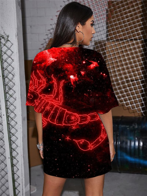 
Scorpio T-shirt Women Galaxy Punk Rock Nebula Gothic Animal Shirt Print
                