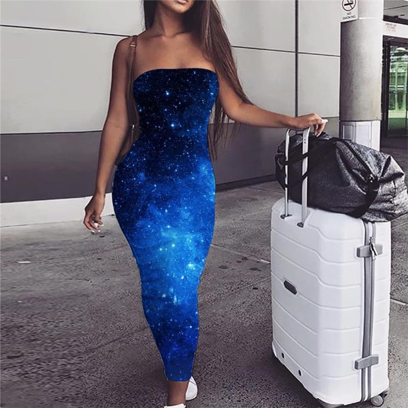 Galaxy Dress Women Space Party Universe Vestido Sexy Womens Clothing Elegant