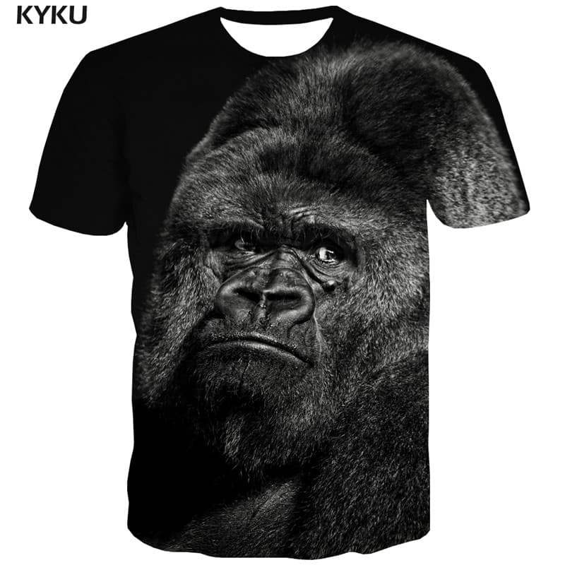 Monkey T-shirt Men Orangutan Tshirt Printed Animal T shirts Funny Element Shirt Print - KYKU