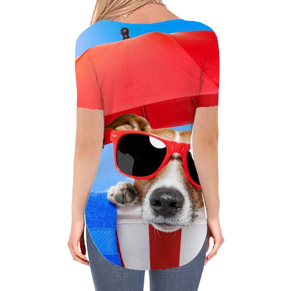 
Dog T-shirt women Animal Tshirts Printed Hip Hop T-shirts 3d Rock V-neck Tshirt
                