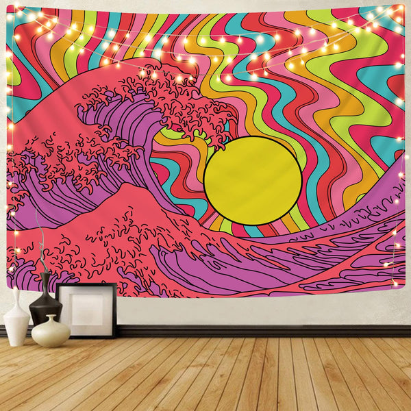 Soft Tapiz sun Home Tapestrys yellow Tenture Mandala Psychedelic Wall Tapestry abstract Rug Wall Waves Tapestries