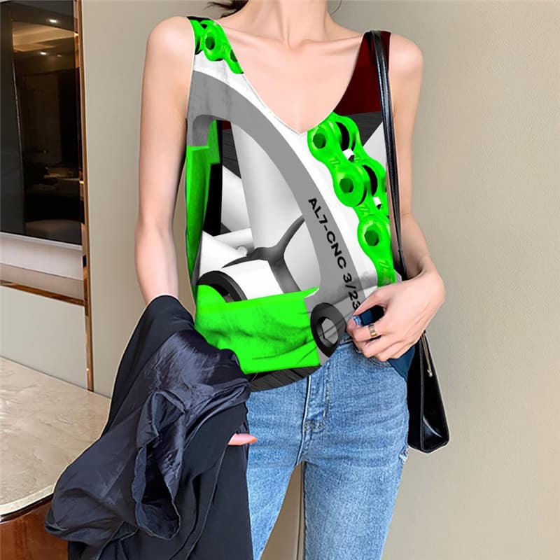 Metal Tank Top Women Engine Vest Printed Gear Vest Print Street Sleeveless 3d