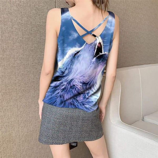 
Wolf Tank-Top women Animal Vest Printed Anime Funny Top Moon Anime Clothes Galaxy Sleeveless 3d - KYKU
                