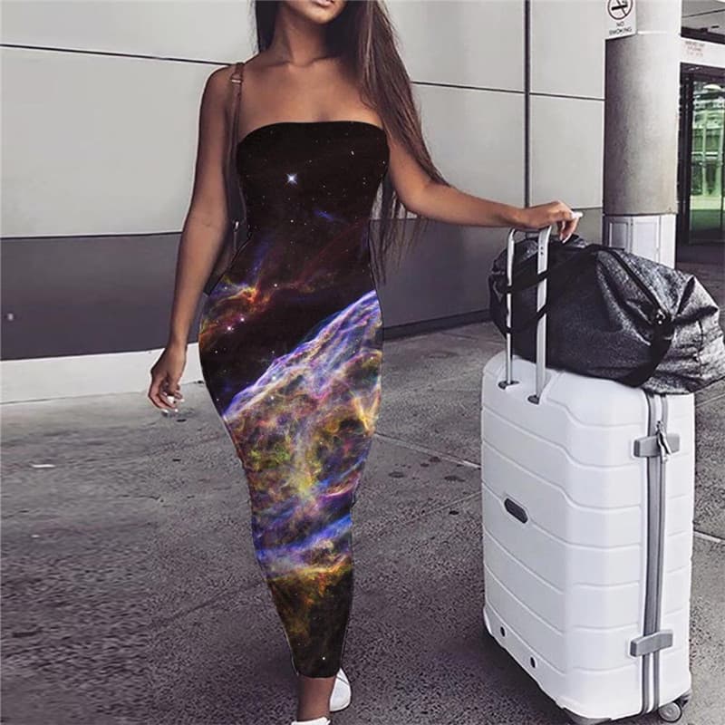 Space Dress Women Universe 3d Print Nebula Vestido Sexy Galaxy Sundress