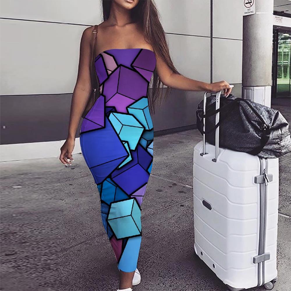 Geometric Dress Women Psychedelic Party Vortex 3d Print Square sleeveless - KYKU