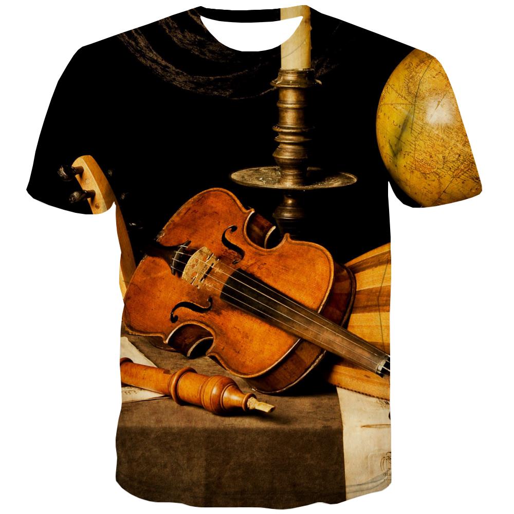 Music T-shirt Men Instrument Tshirts Novelty Retro Tshirt Printed Electronic Tshirts Casual
