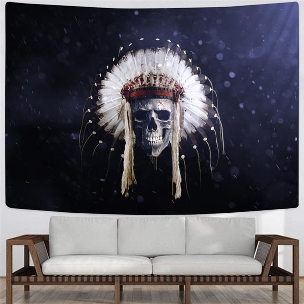 
Skull Tapestry Punk Tapestries Indian Wall Tapestry Feather Rug Wall
                