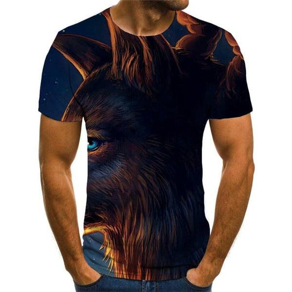 
Wolf T-shirt Men Animal T-shirts 3d Moon Anime Clothes Street Funny T shirts
                