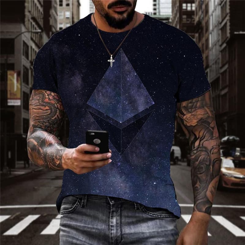 Ethereum T shirt Men Galaxy Tshirts Casual Art Tshirt Printed Funny Shirt Print