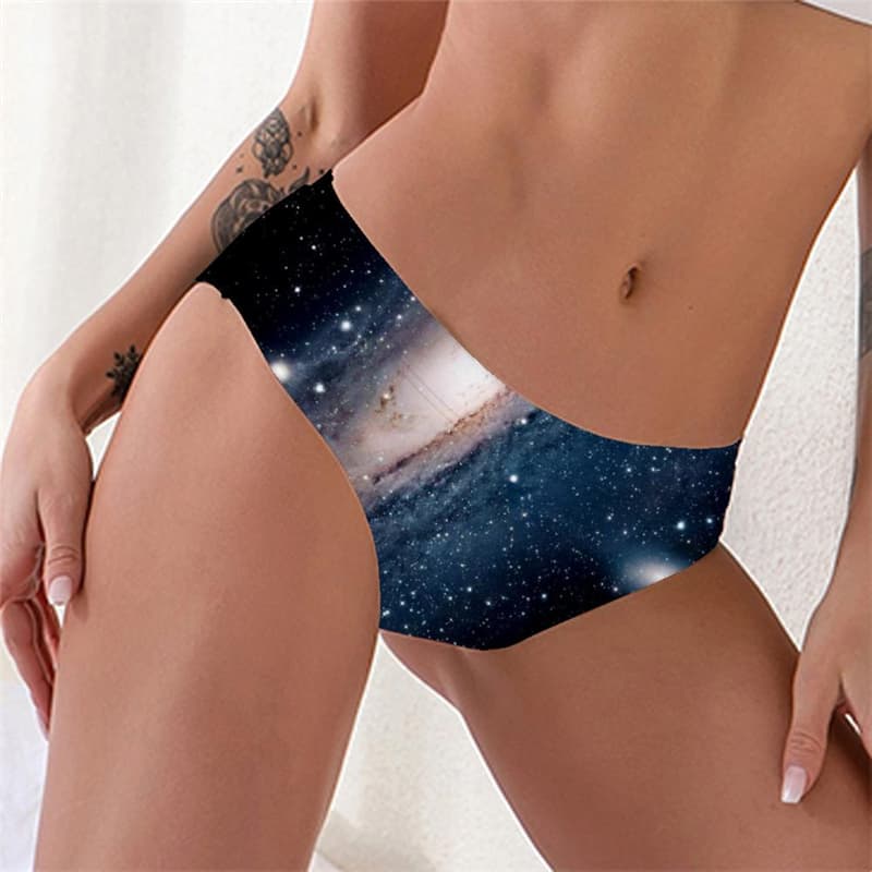 Galaxy Briefs Women Space Pantys Universe Seamless Black Lingerie Female