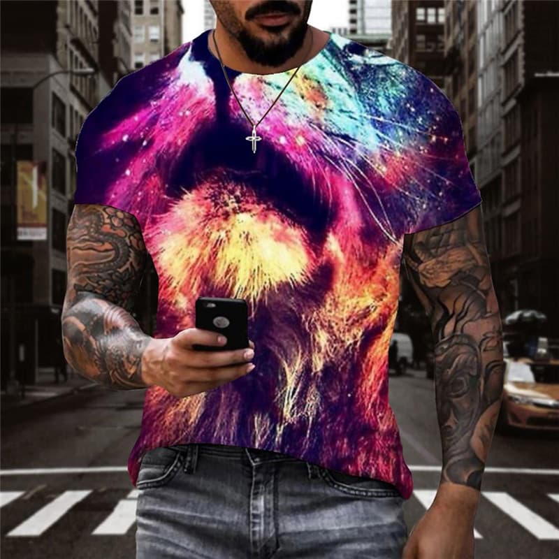 Lion T shirt Men Animal Tshirts Casual Colorful Shirt Print Graffiti T-shirts 3d