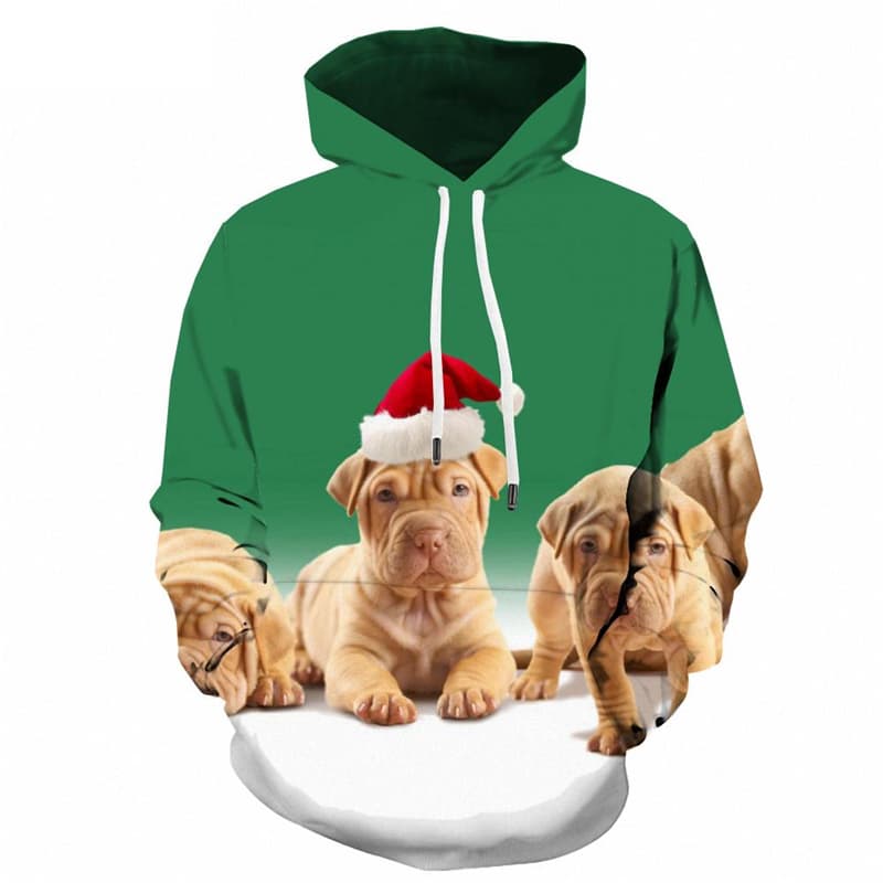 Animal Hoodie Men Dog Hoodie Print Lovely 3d Printed Christmas Sweatshirt Printed