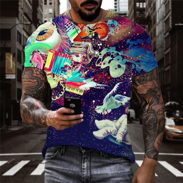 Astronaut T-shirt Men Space Shirt Print Music Funny T shirts Funny T-shirts 3d