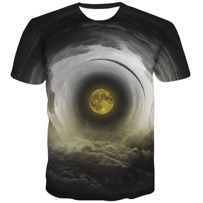 Moon T shirts Men Space T shirts Funny Novel Tshirts Casual Black T-shirts 3d