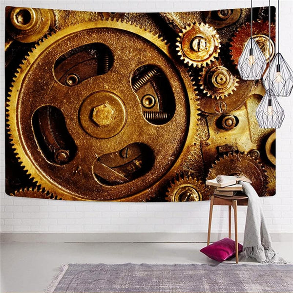 
Metal Tapestry Engine Tenture Mandala Gear Tapestries Golden Wall Tapestry
                