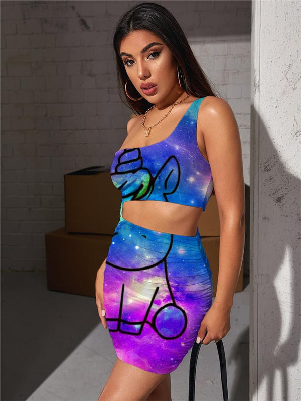 
Unicorn Dresses Women Galaxy Bodycon Dress Animal Pleating Nebula Vestido Sexy
                