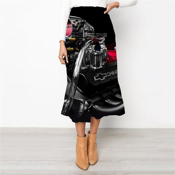 
Metal Skirts Women Engine Skirt Ladies Gear Rock Frauen Motorcycle High waist skirts
                