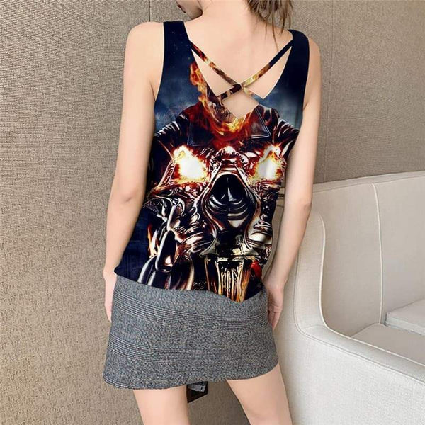 
Skull Tank-Top women Punk Sleeveless 3d Flame Tank Tops Casual Motorcycle Anime Clothes - KYKU
                