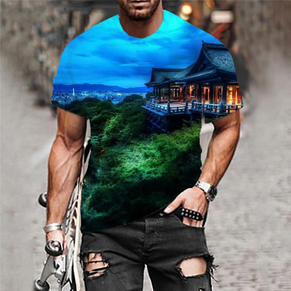 
Landscape T-shirt Men Green Funny T shirts Cloud T-shirts 3d Harajuku Shirt Print
                