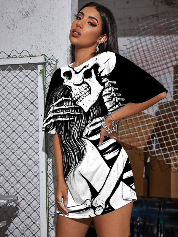 
Skull T-shirt Women Skeleton T-shirts 3d Love Shirt Print Novel Funny T shirts Harajuku Gothic
                