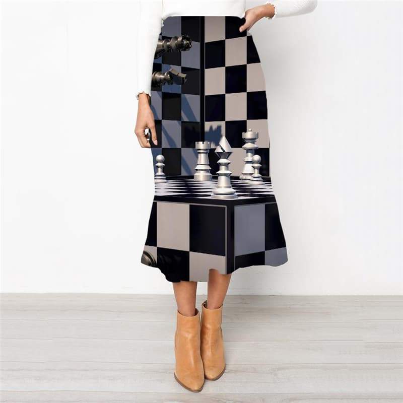 Geometric Skirts Women Psychedelic High waist skirts Vortex Skirt Ladies Square Rock Frauen Rainbow School skirt - KYKU