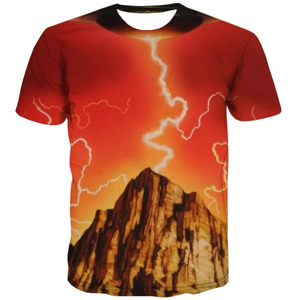 
Ufo T-shirt Men Lightning Anime Clothes Mountain Tshirt Printed Red Tshirts Casual
                