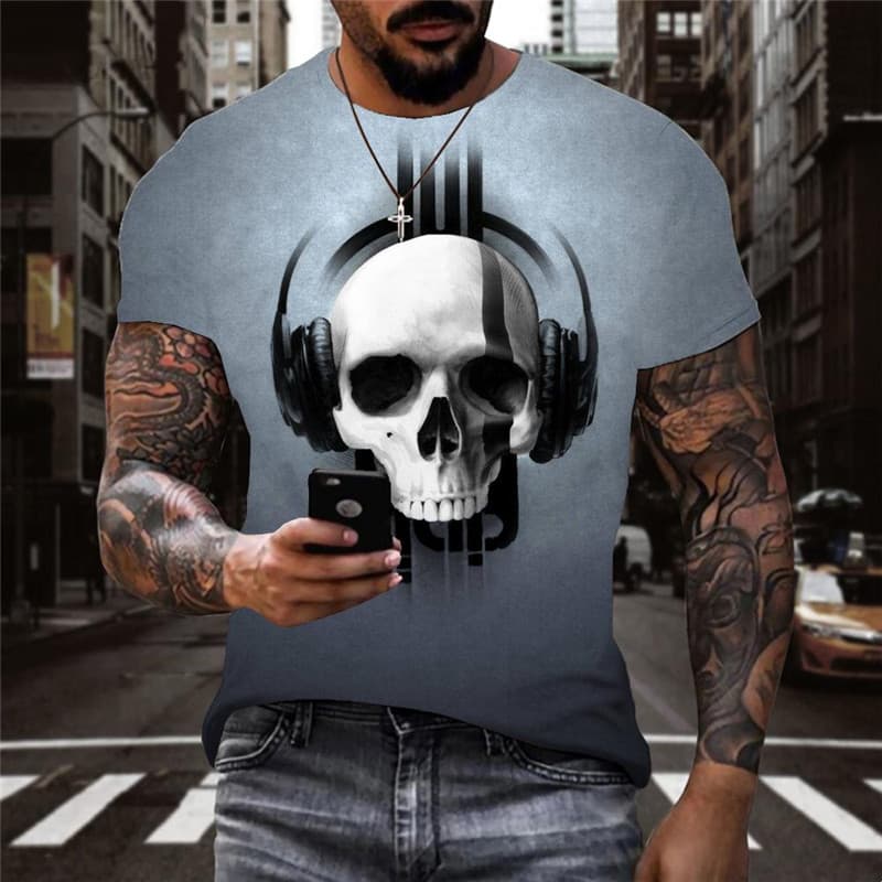 Skull T shirt Men Music T-shirts 3d Party Tshirt Printed Hip Hop Tshirts Casual