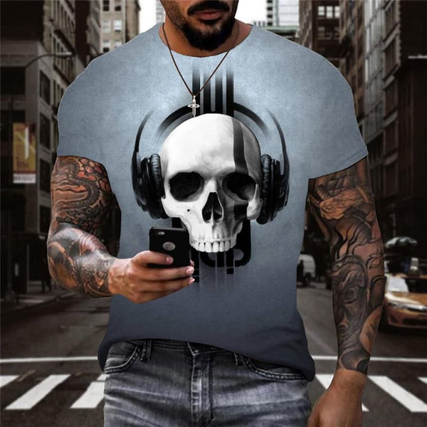 Skull T shirt Men Music T-shirts 3d Party Tshirt Printed Hip Hop Tshirts Casual