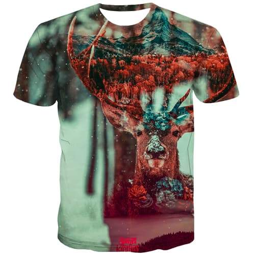 Elk T shirts Men Animal Tshirt Anime Christmas T shirts Funny Colorful Tshirts Cool - KYKU