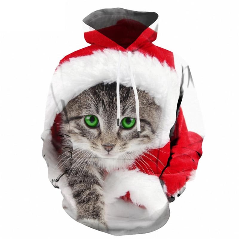Animal Hoodie Men Cat Hoodie Print Christmas Hoody Anime Party 3d Printed Unisex - KYKU