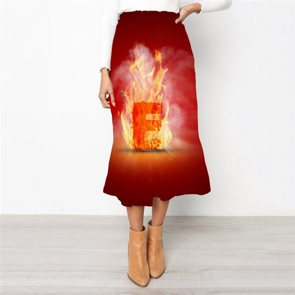 Flame Skirts Women Hip Hop Rock Frauen Letter School skirt Womens Clothing
