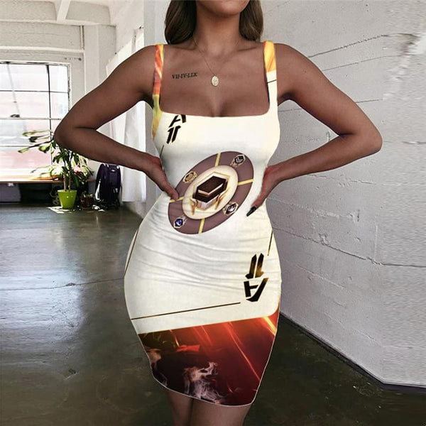 Flame Dress Women Poker Sundress Hip Hop Vestido Sexy Womens Clothing Club Beach