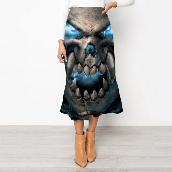 
Skull Skirt Women Punk High waist skirts Beast Skirt Ladies Blue School skirt Angle Rock Frauen - KYKU
                