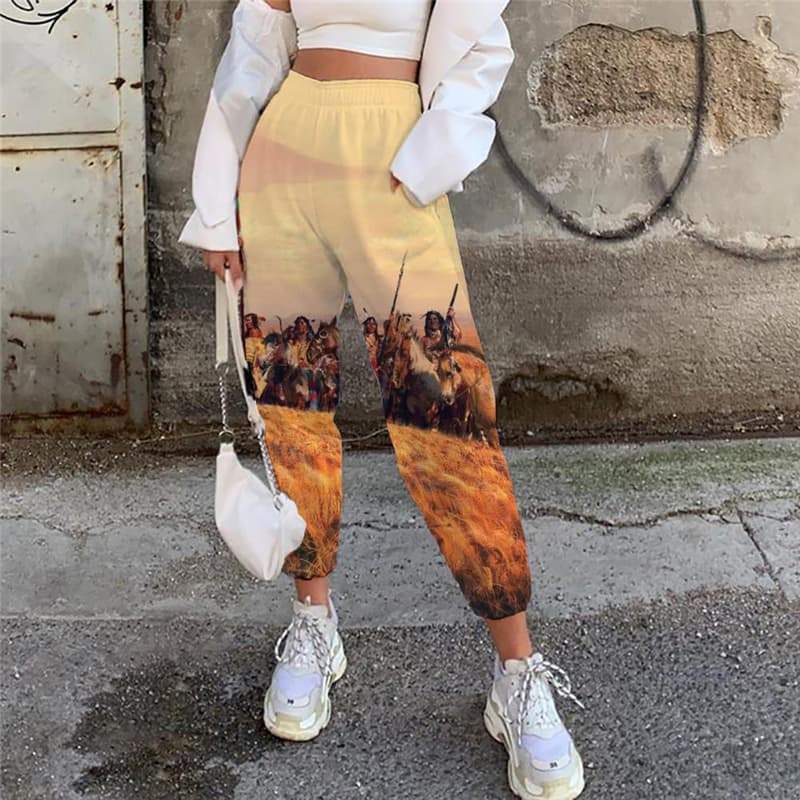 Indios Trousers Women Horse 3d Printed War Casual Pant Women Sweatpants - KYKU