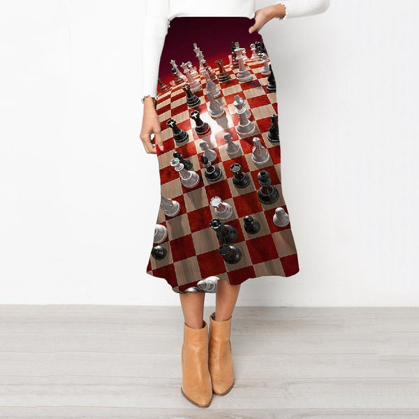 
Geometric Skirts Women Psychedelic Skirt Ladies Vortex High waist skirts International Chess School skirt - KYKU
                