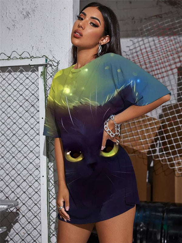 
Animal T-shirt Women Cat T-shirts 3d Graffiti Shirt Print Harajuku Tshirt Printed
                